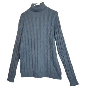 Coofandy Cable Knit Turtleneck Sweater Mens XXXL Periwinkle Blue Pullover Soft